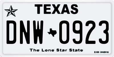 TX license plate DNW0923