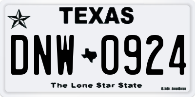 TX license plate DNW0924