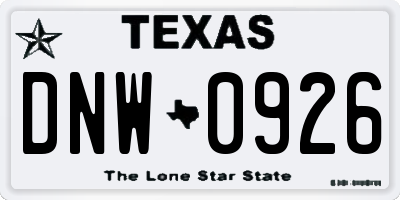TX license plate DNW0926