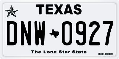 TX license plate DNW0927