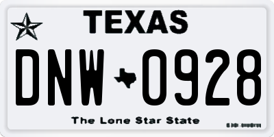 TX license plate DNW0928