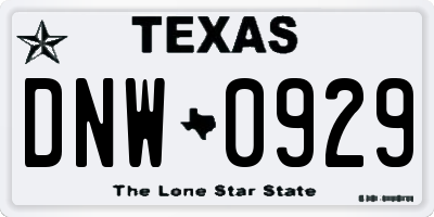 TX license plate DNW0929
