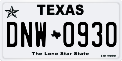 TX license plate DNW0930