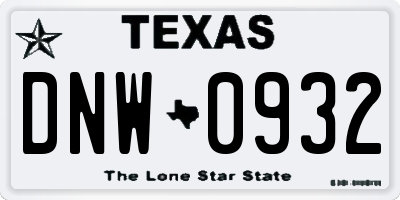 TX license plate DNW0932