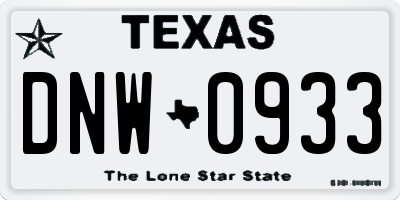 TX license plate DNW0933
