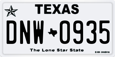TX license plate DNW0935