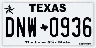 TX license plate DNW0936
