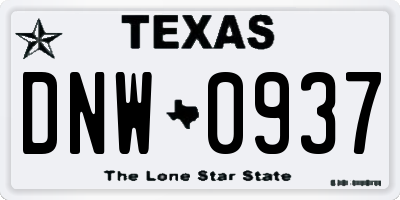 TX license plate DNW0937