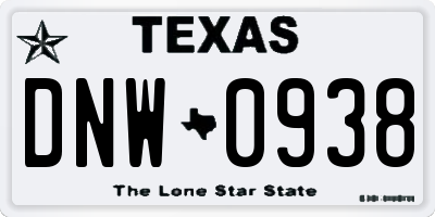 TX license plate DNW0938