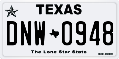 TX license plate DNW0948