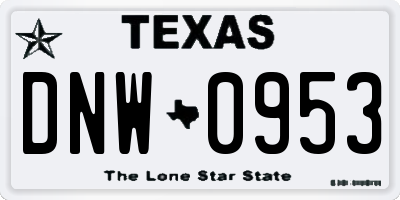 TX license plate DNW0953