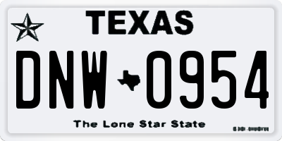 TX license plate DNW0954