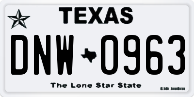 TX license plate DNW0963