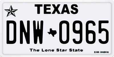TX license plate DNW0965