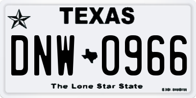 TX license plate DNW0966