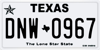 TX license plate DNW0967