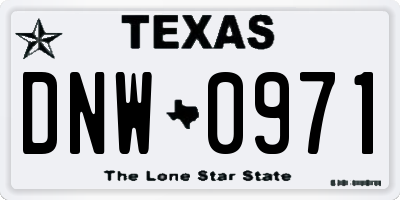 TX license plate DNW0971