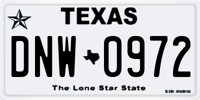 TX license plate DNW0972