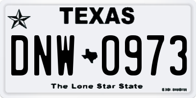 TX license plate DNW0973