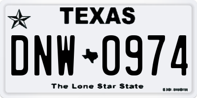 TX license plate DNW0974