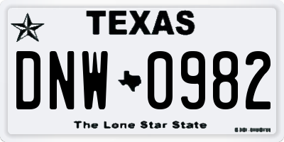 TX license plate DNW0982