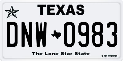 TX license plate DNW0983