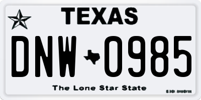 TX license plate DNW0985