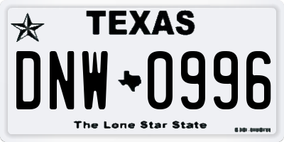 TX license plate DNW0996
