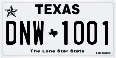 TX license plate DNW1001