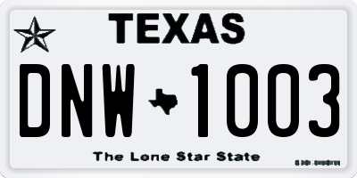 TX license plate DNW1003