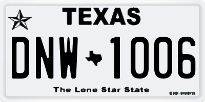 TX license plate DNW1006