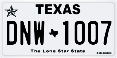 TX license plate DNW1007
