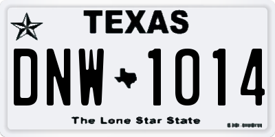 TX license plate DNW1014