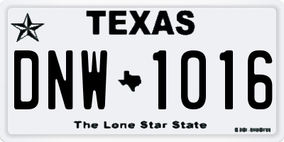 TX license plate DNW1016