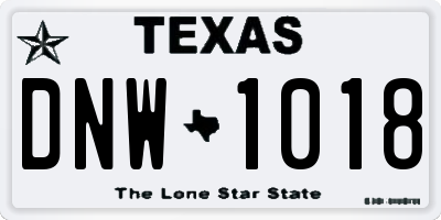 TX license plate DNW1018