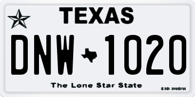 TX license plate DNW1020