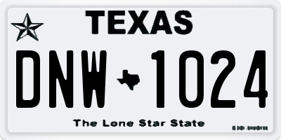 TX license plate DNW1024