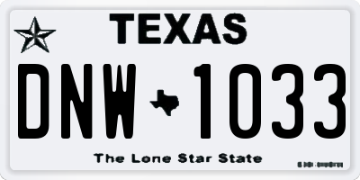 TX license plate DNW1033