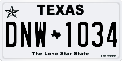 TX license plate DNW1034