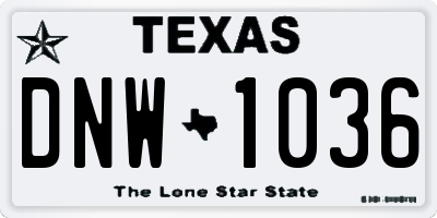 TX license plate DNW1036