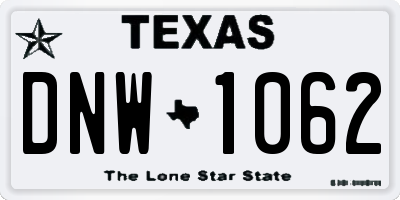 TX license plate DNW1062