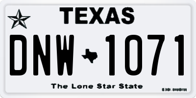 TX license plate DNW1071