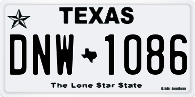 TX license plate DNW1086