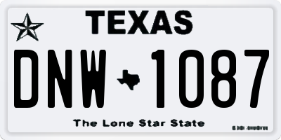 TX license plate DNW1087