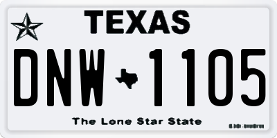 TX license plate DNW1105