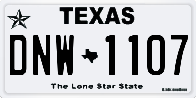 TX license plate DNW1107