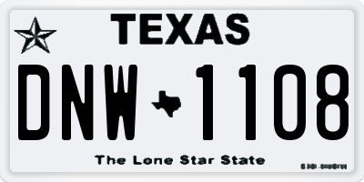 TX license plate DNW1108