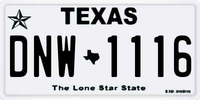 TX license plate DNW1116