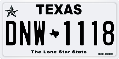 TX license plate DNW1118