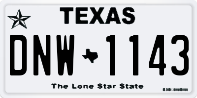 TX license plate DNW1143